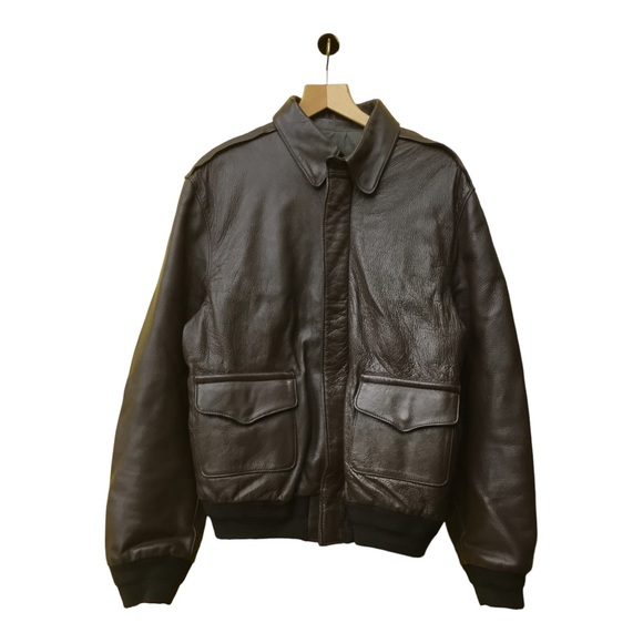 VTG Taylor's Leatherwear Brown Genuine Leather Wool Cuffling SZ 44R made in usa - Picture 1 of 4